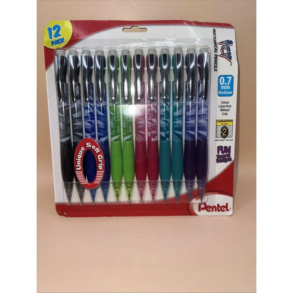12 Pentel Razzle Dazzle Icy Automatic Pencil 0.7 mm Assorted Barrel Colors NEW